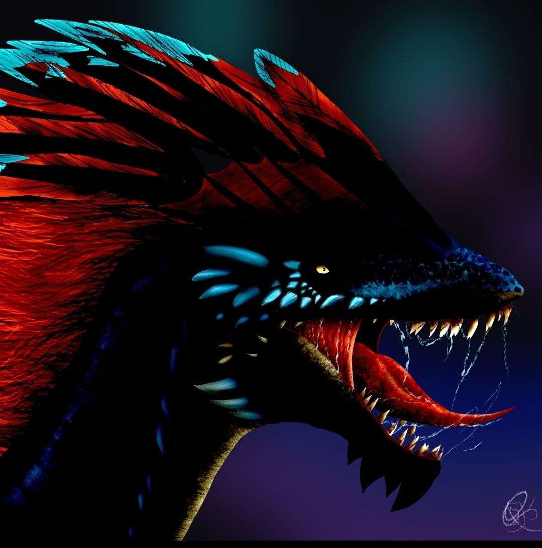 Digitale tekening van een draak